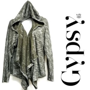 Lace Waterfall-Front Cardigan Hoodie